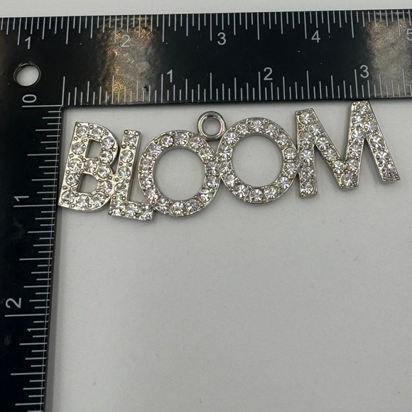 Unbranded Jewelry - Silver Tone BLOOM Rhinestone Word Pendant‎ Statement Charm Jewelry